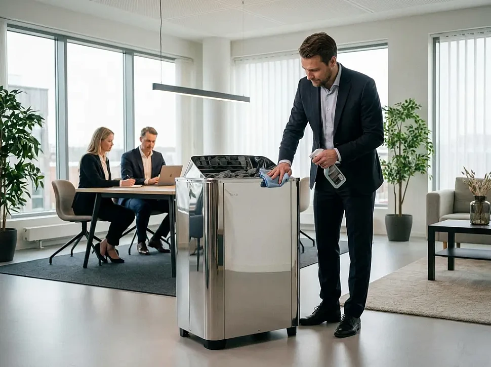 Уход за корпусом электрокаменки Sawo из нержавеющей стали