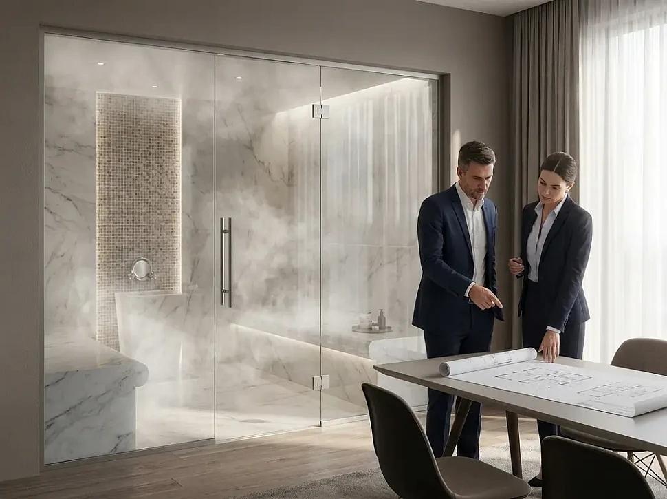 Преимущества стеклянных дверей Sawo для современных турецких бань