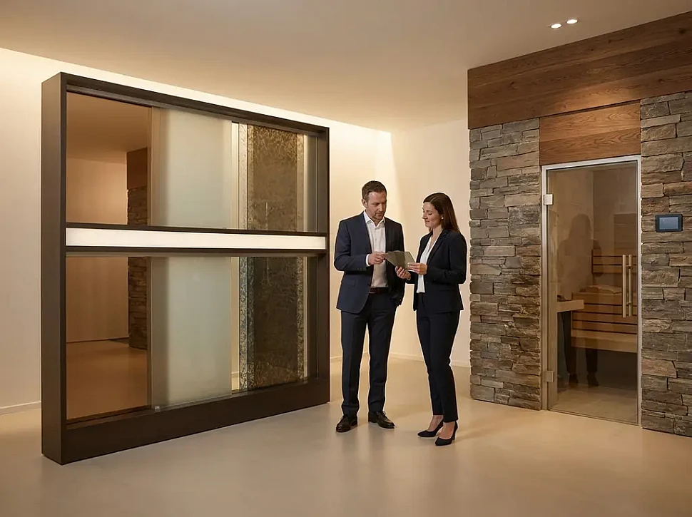 Выбор цвета стекла для дверей Aldo в хамам