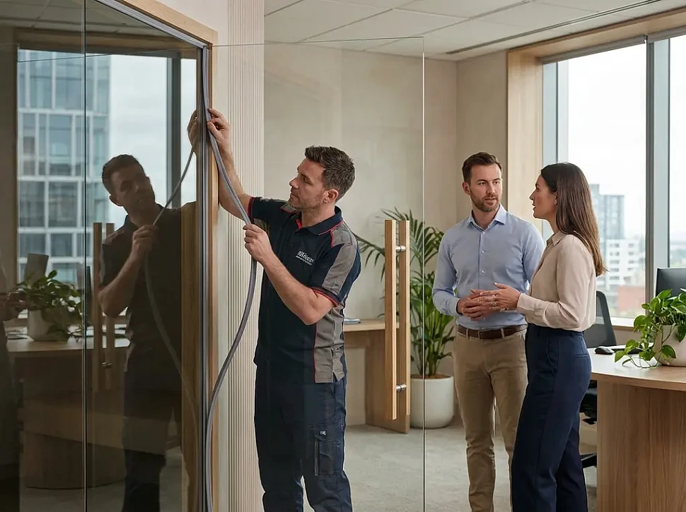 Замена уплотнителя на стеклянной двери Aldo для хамама