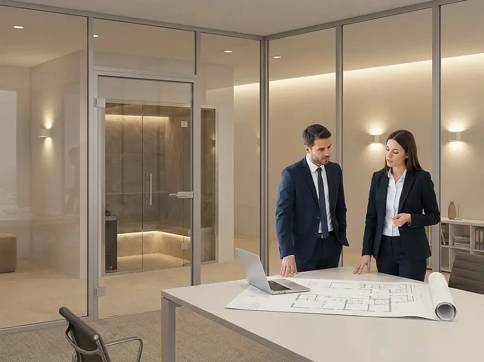 Характеристики закаленного стекла в дверях Harvia для хамама