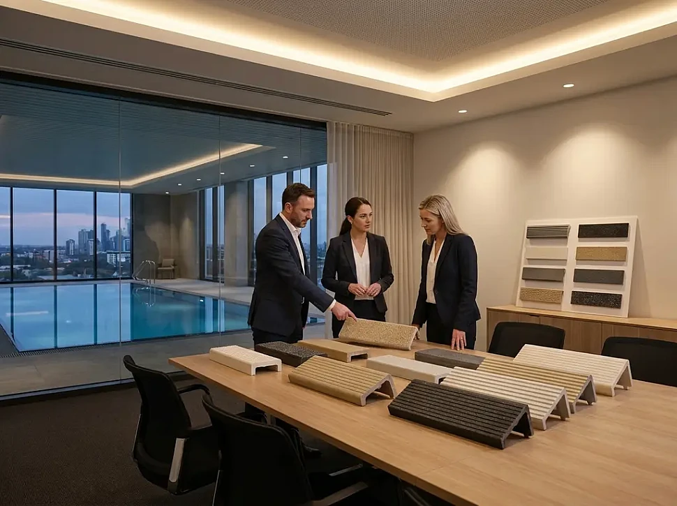 Выбор безопасных противоскользящих ступеней для лестницы в бассейн