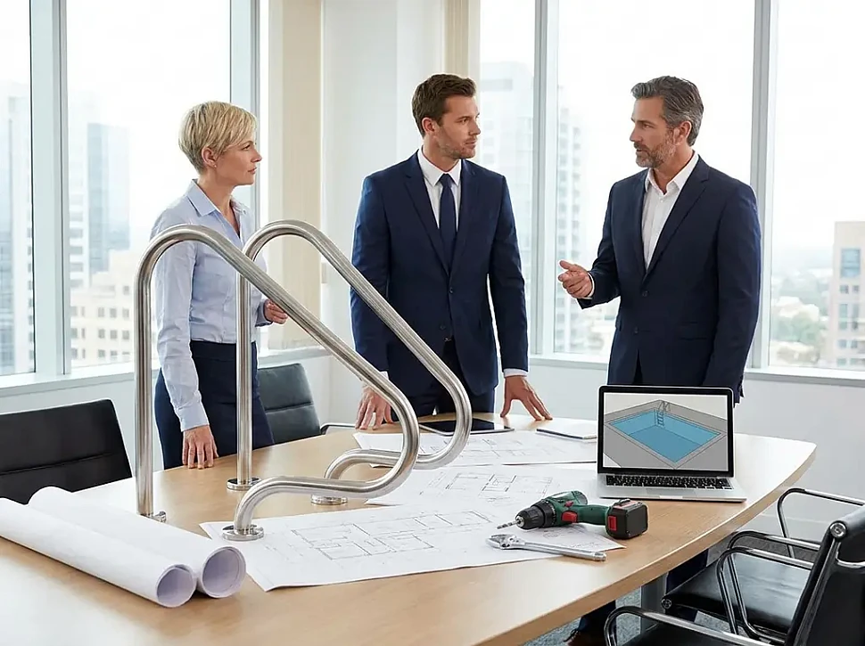 Как самостоятельно установить поручни для спуска в бассейн