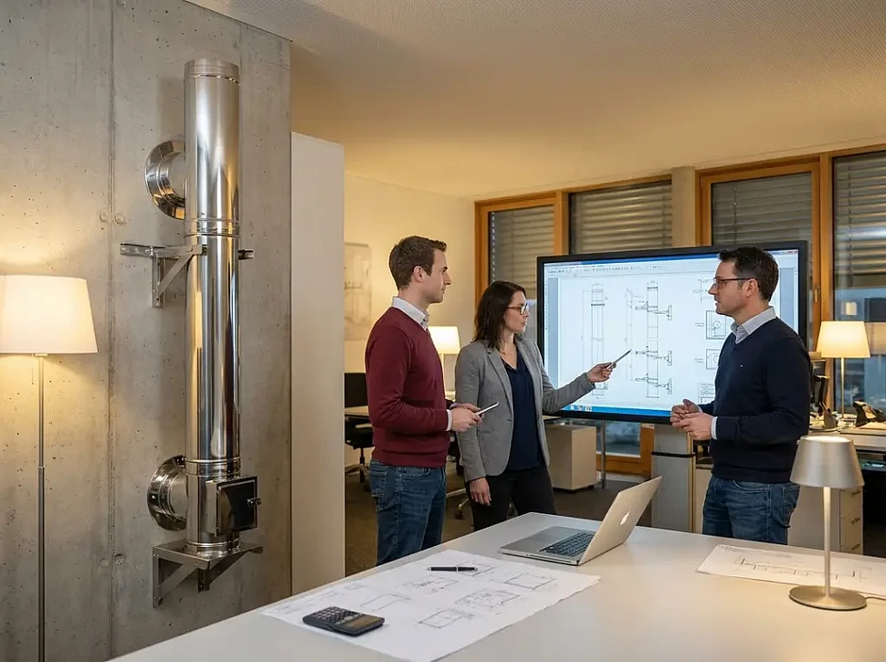 Правильный расчет нагрузки на стеновые кронштейны двухконтурного дымохода