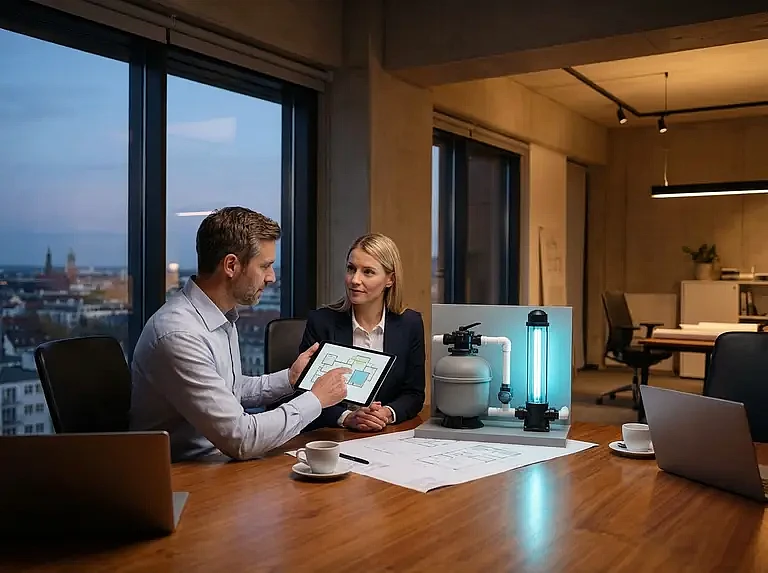 Использование УФ ламп совместно с системой фильтрации в бассейне