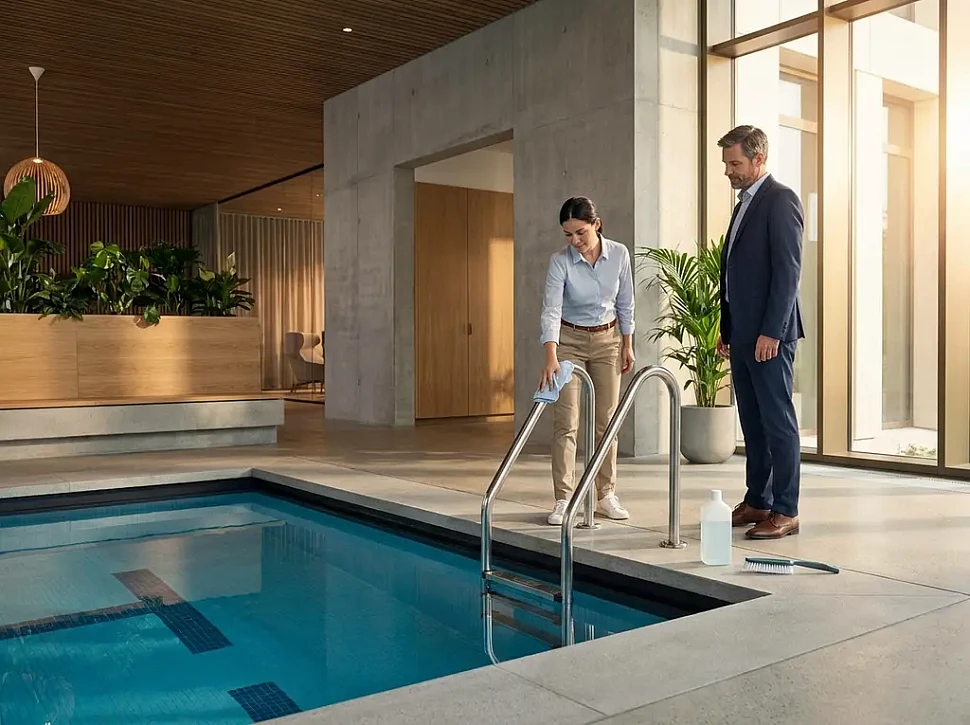 Как очистить лестницу бассейна от налета и ржавчины