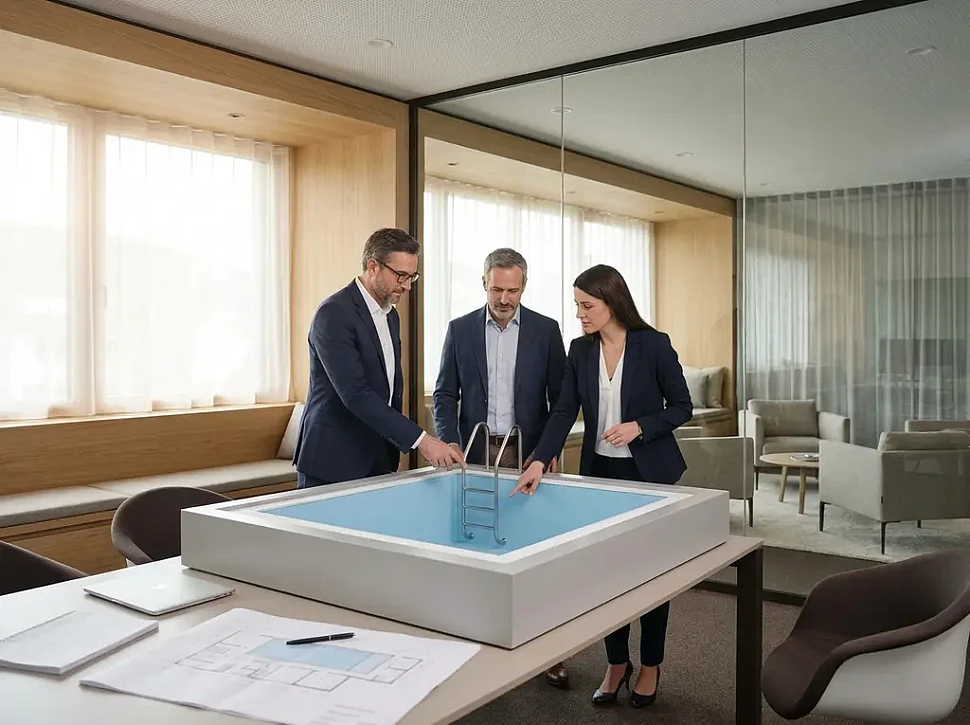 Где правильно расположить лестницу для спуска в бассейн