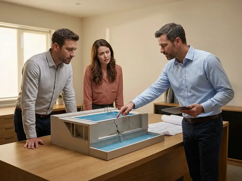 Ошибки при гидроизоляции бассейна приводящие к протечкам воды