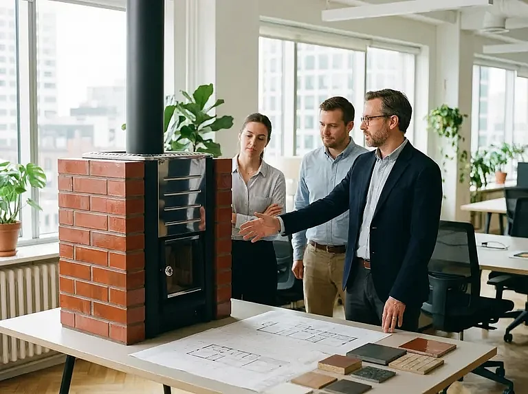 Экранирование банной печи кирпичом для защиты от жара