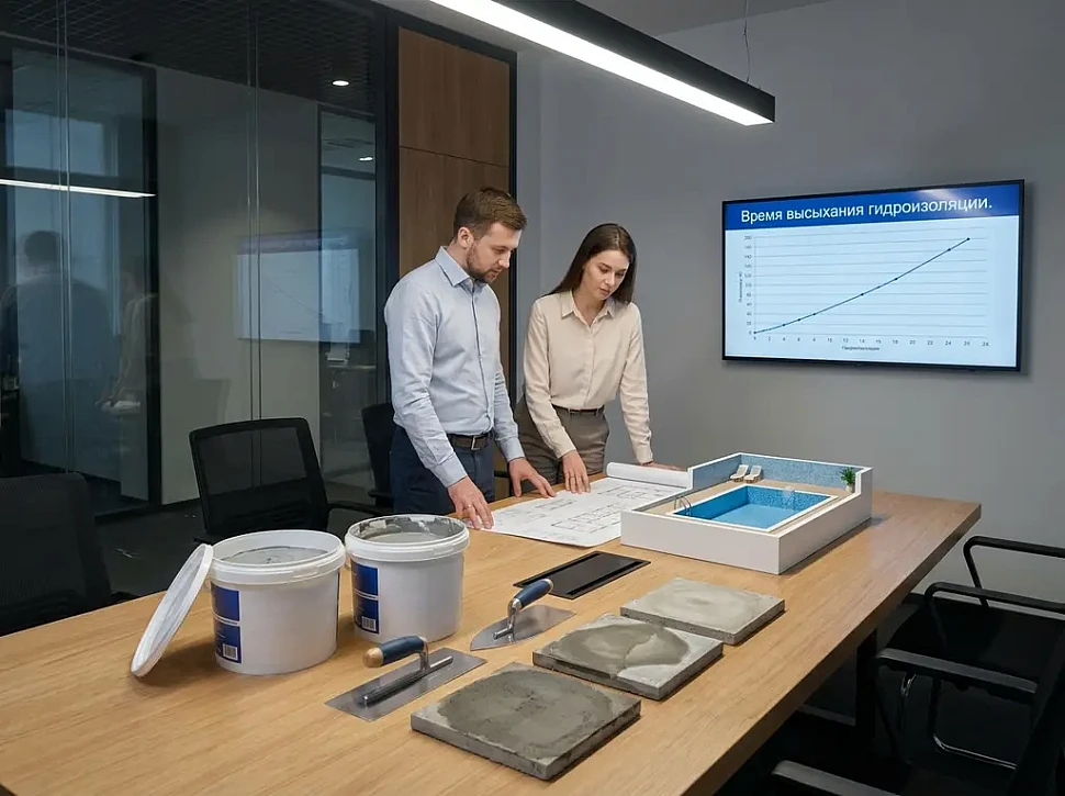 Сколько сохнет обмазочная гидроизоляция в бассейне перед облицовкой