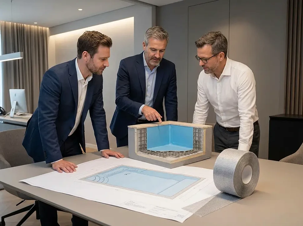 Как правильно армировать слой гидроизоляции в углах бассейна