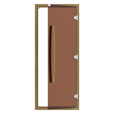 Дверь SAWO 741-4SGA-1 с "бронзовым" стеклом (осина, с порогом, изогнутая ручка)