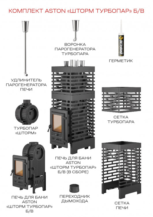 Печь для бани ASTON «Шторм 26 Турбопар» б/в (350)
