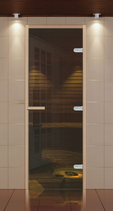 Дверь для сауны ALDO серия КОМПЛЕКС, стекло бронза 700*2100