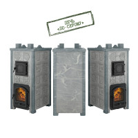 Печь Эверест "Легкий пар Профи" каменка «по-серому», Талькохлорит, Б/В, Резная (2 стор.+фасад)