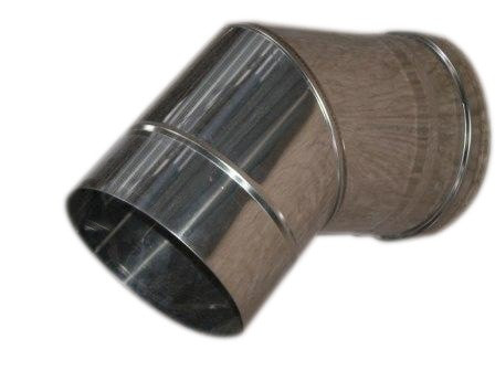 Колено 45° (2 сегмента) 115мм одноконтурное нерж. 1мм