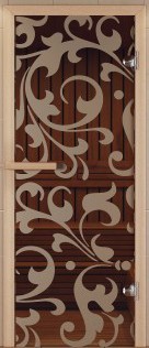 Дверь для сауны ALDO серия КОМПЛЕКС, рисунок "Петергоф" стекло бронза
