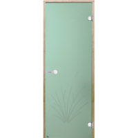 Дверь Harvia STG 8×19 коробка сосна, стекло зелёное «Камыш»