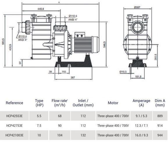Насос Hayward HCP42753E KAL750T2 IE3 (380В, 90 м3/ч 7.5HP) Насос Hayward HCP42753E KAL750T2 IE3 (380В, 90 м3/ч 7.5HP)