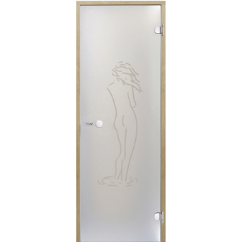 Дверь Harvia STG 8×19 коробка сосна, стекло сатин «Фигура»