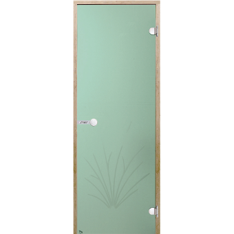 Дверь Harvia STG 8×19 коробка ольха, стекло зелёное «Камыш»