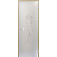 Дверь Harvia STG 8×19 коробка ольха, стекло сатин «Фигура»