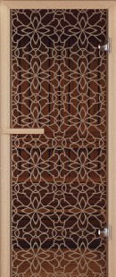 Дверь для сауны ALDO серия КОМПЛЕКС, рисунок "Тиффани" стекло бронза