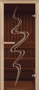 Дверь для сауны ALDO серия КОМПЛЕКС, рисунок "Торнадо" стекло бронза