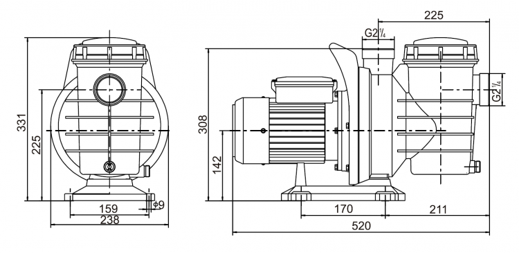 Насос (0,75кВт 220B 15 м3/ч h 8м в.ст.) Mayer Schwimmbad LX SGM100