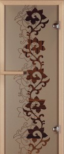 Дверь для сауны ALDO серия КОМПЛЕКС, рисунок "Чайный декор" стекло бронза