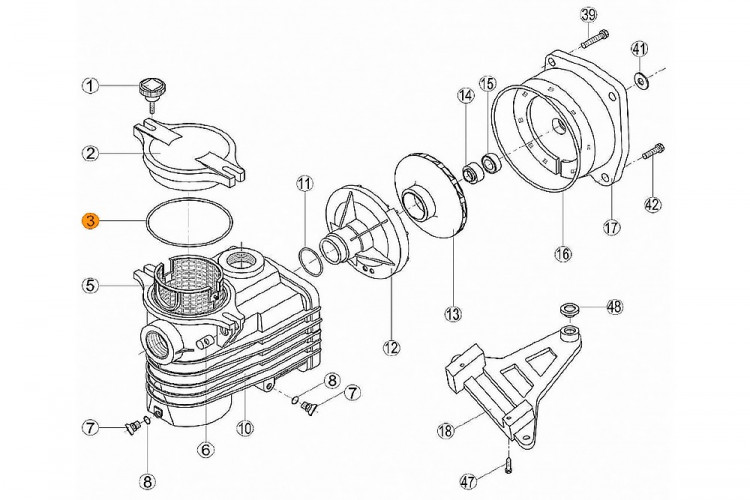 Прокладка-кольцо крышки префильтра насоса OK Kripsol ROK 030.A/RBH0011.01R/RPUM0003.01R